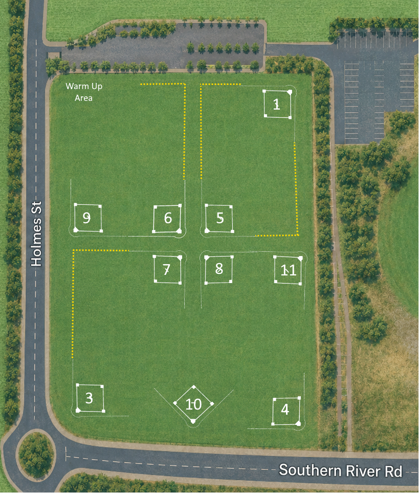 Sutherlands Oval, with Holmes Street on the left and Southern River Road at the bottom